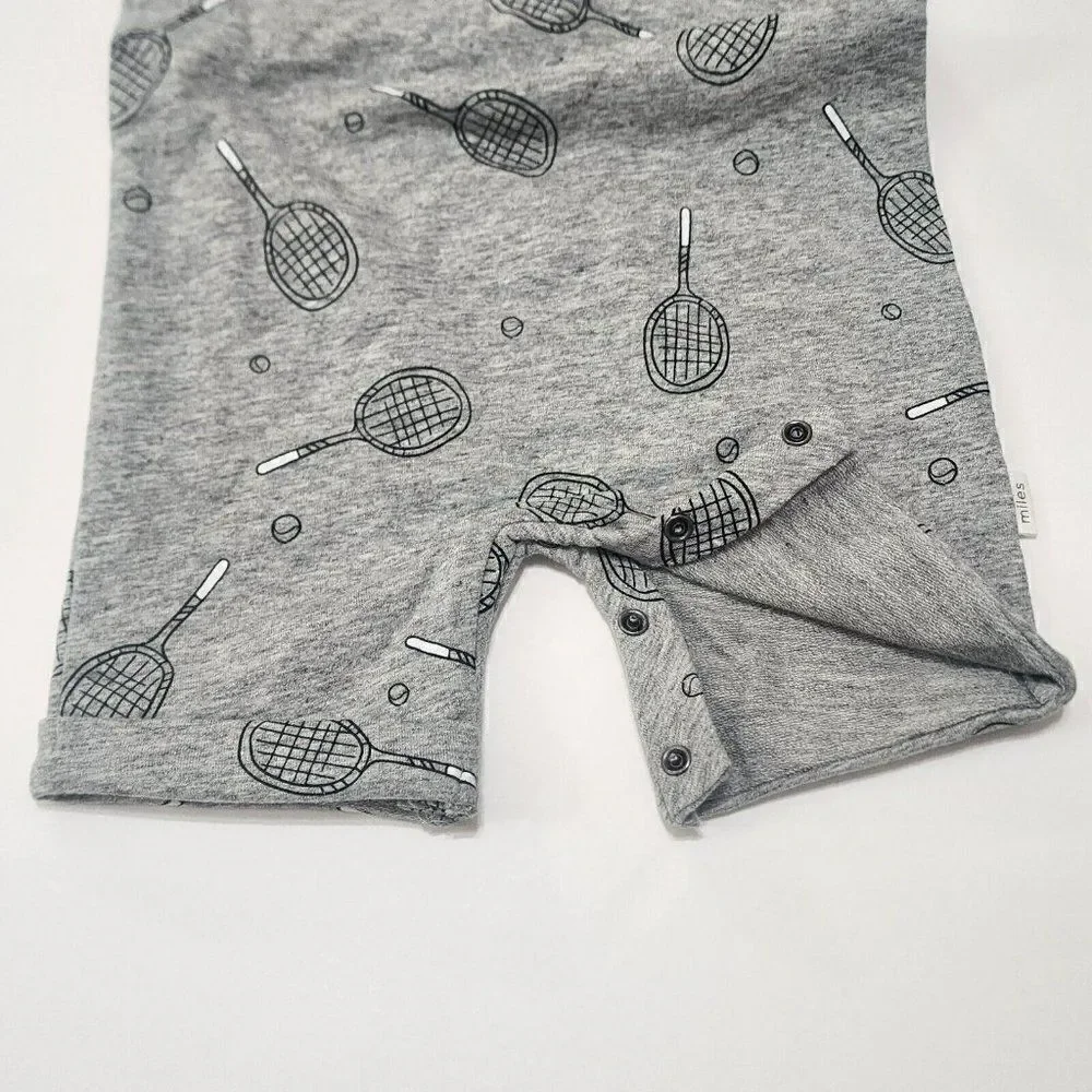 MILES Toddler Boy's - Size‎ 18M - Racket Henley Romper Heather Grey